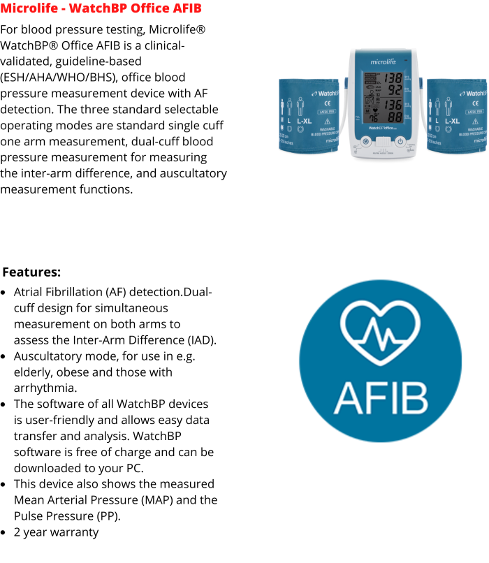 Microlife WatchBP Home A (AFIB) Digital Blood Pressure Monitor – Medical  Supplies